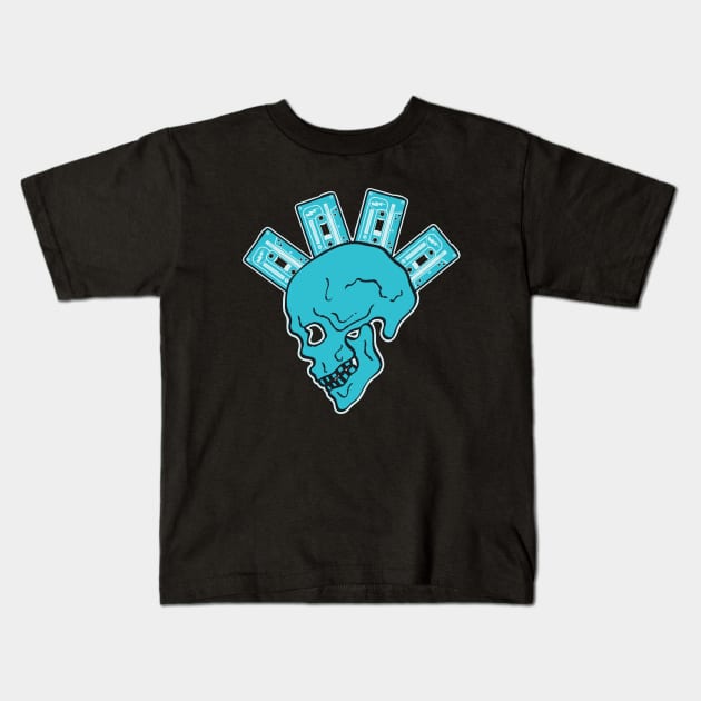 Blue Punk Skull Kids T-Shirt by Marina BH